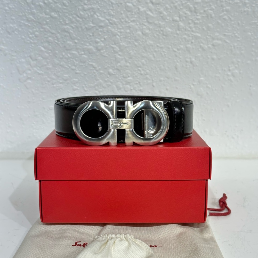 Brand New Ferragamo Reversible Black And Brown Unisex Belts - Picture 1 of 8